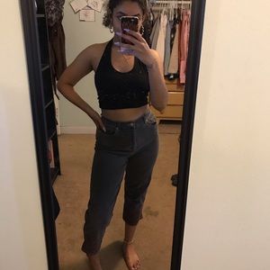 GREY EMBROIDERED JEANS